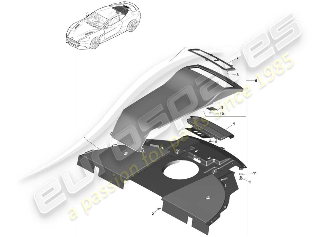 aston martin vanquish (2013) parcel shelf trim panel, 2+2 coupe parts diagram