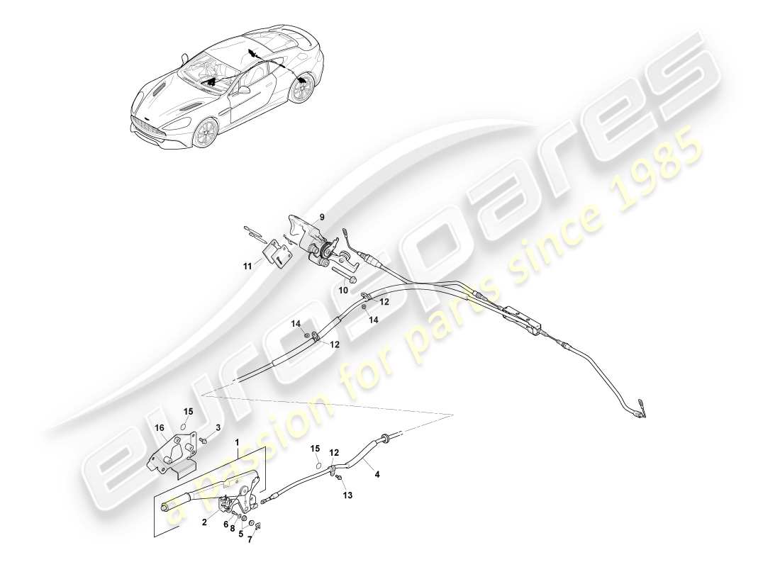aston martin vanquish (2014) parking brake, rhd part diagram