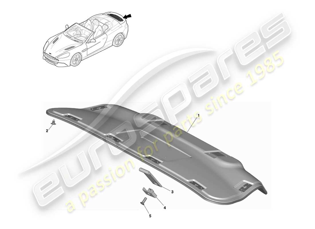 aston martin vanquish (2014) tailgate trim panel, volante part diagram