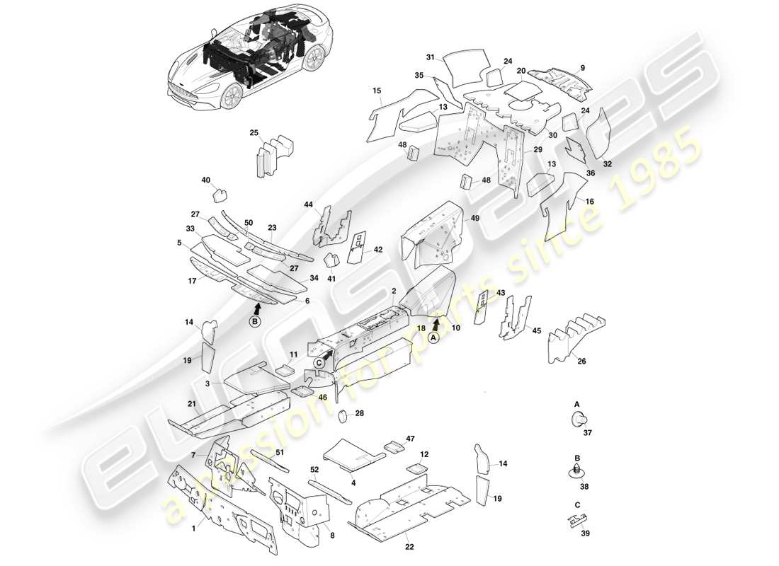 a part diagram from the aston martin vanquish parts catalogue