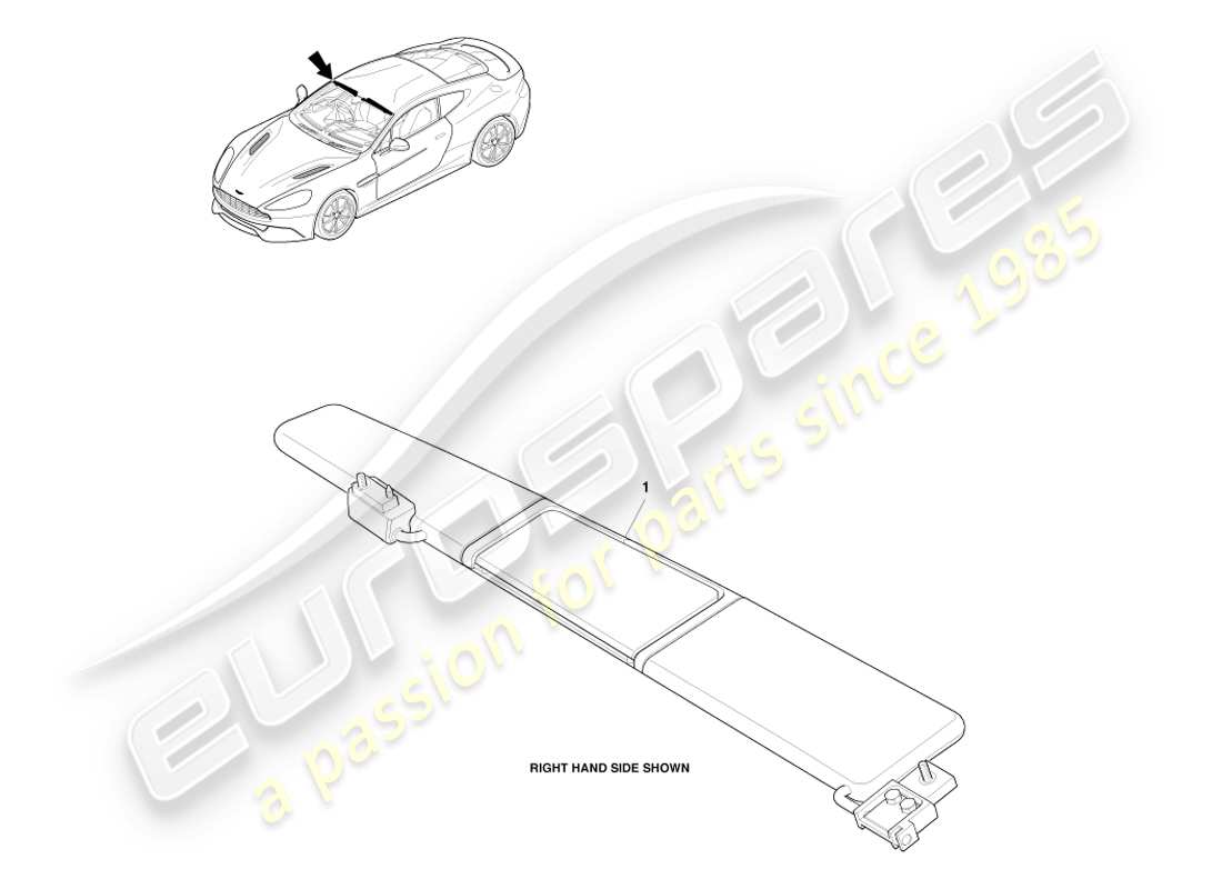 aston martin vanquish (2014) sunvisors part diagram