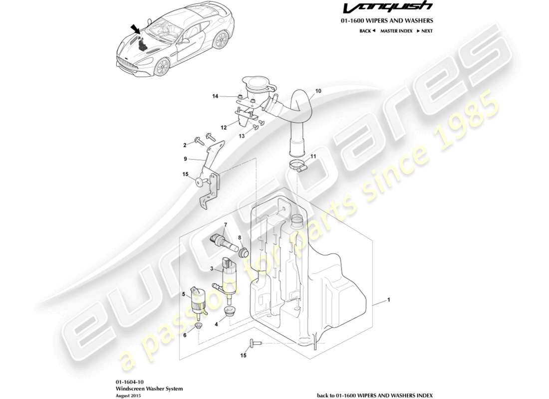 aston martin vanquish (2015) washer bottle part diagram