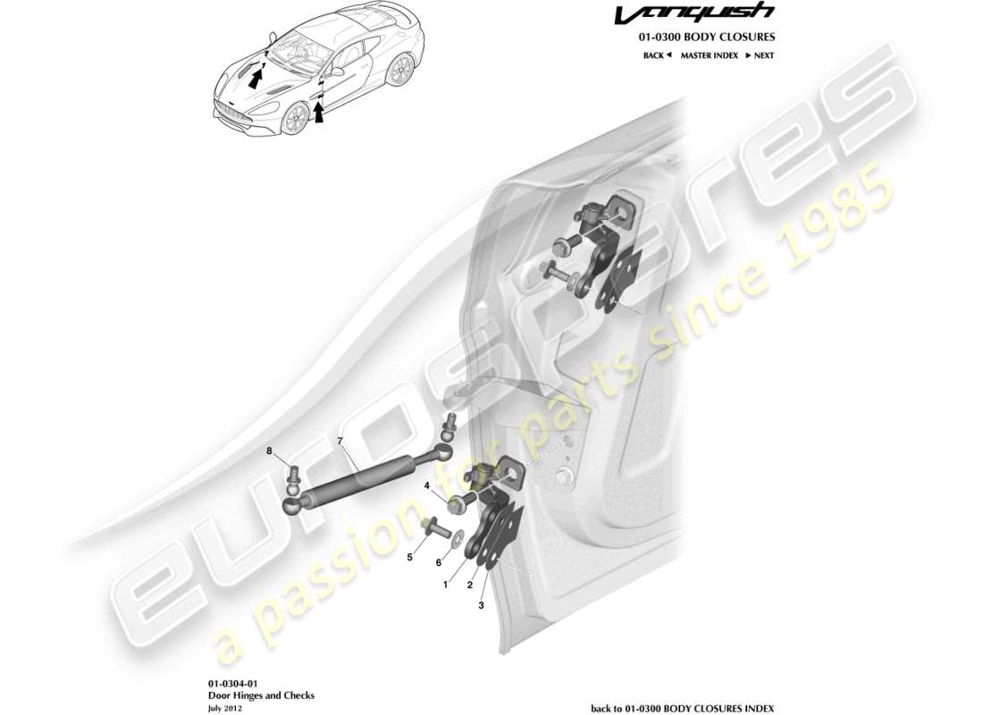 a part diagram from the aston martin vanquish (2015) parts catalogue
