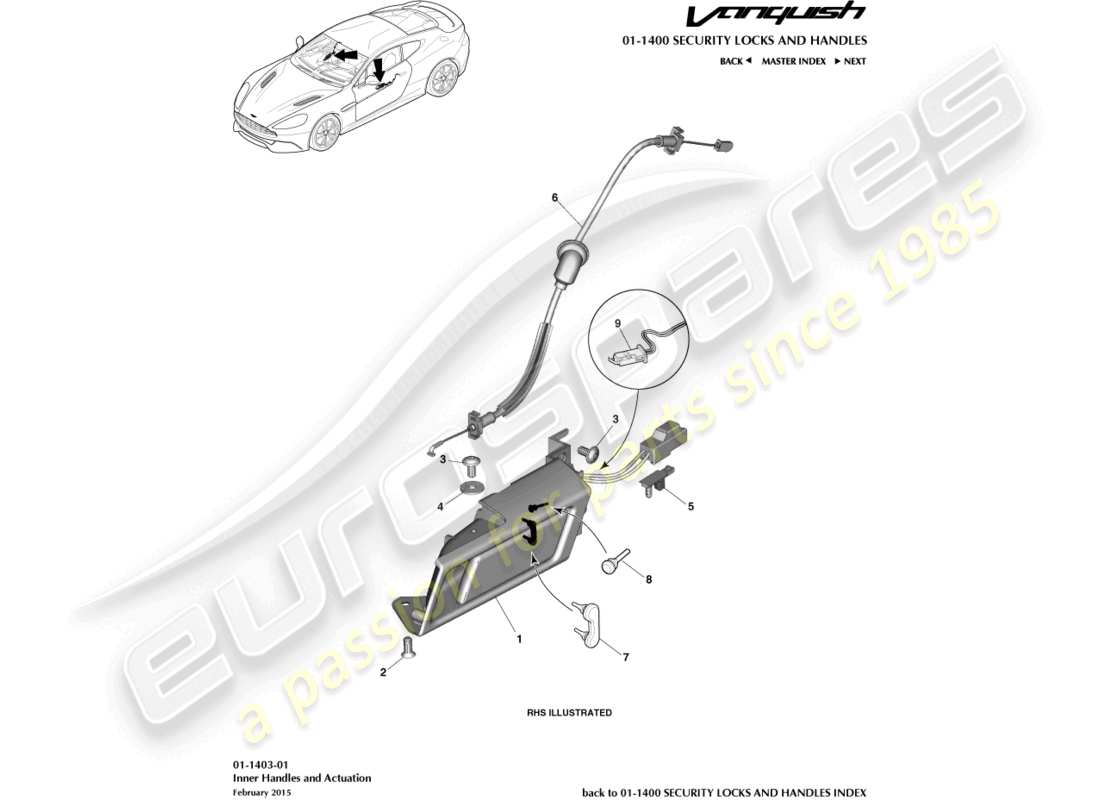 a part diagram from the aston martin vanquish parts catalogue