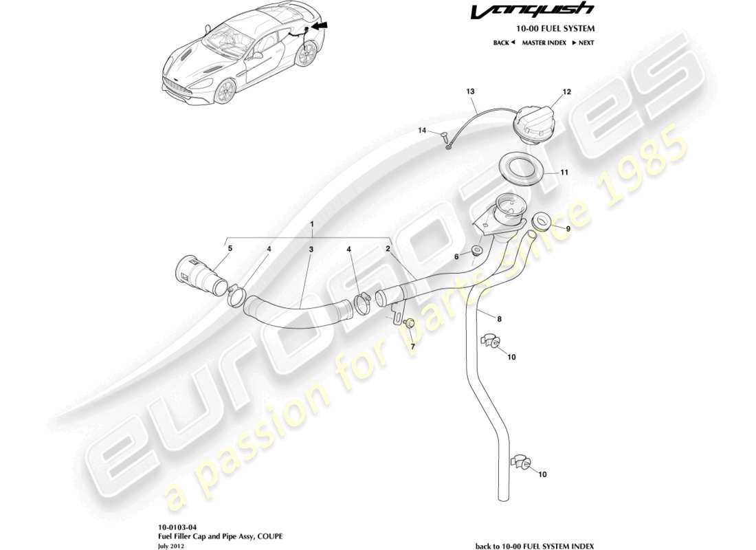 VIEW PARTS DIAGRAMS FROM THE ASTON MARTIN VANQUISH PARTS CATALOGUE a part diagram from the aston martin vanquish parts catalogue