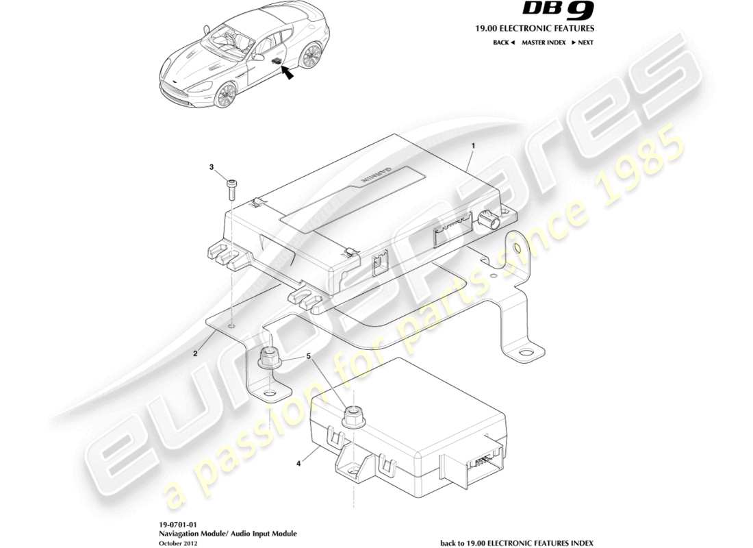 a part diagram from the aston martin db9 (2016) parts catalogue
