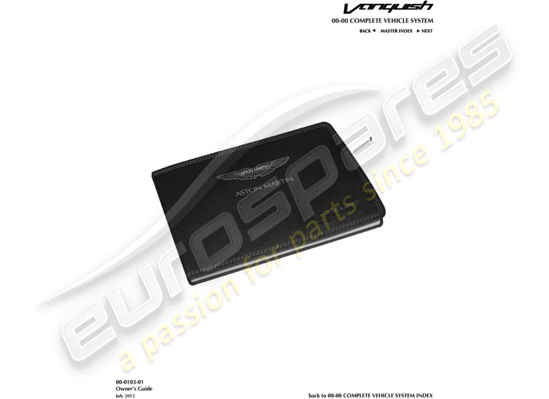 aston martin vanquish (2015) owners guide part diagram