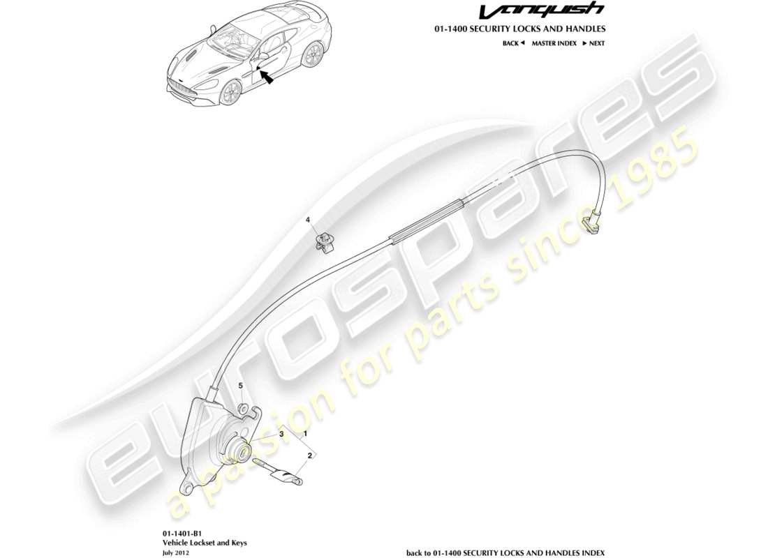 a part diagram from the aston martin vanquish (2015) parts catalogue
