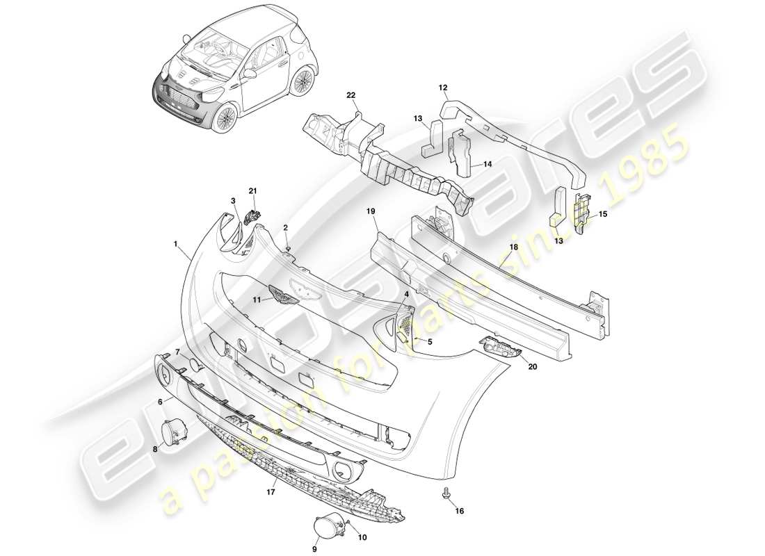 a part diagram from the aston martin cygnet parts catalogue