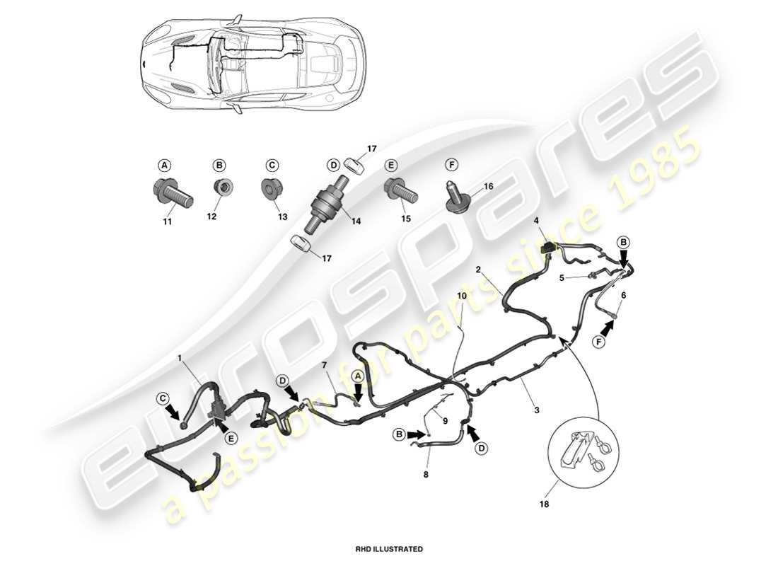 a part diagram from the aston martin vanquish (2014) parts catalogue