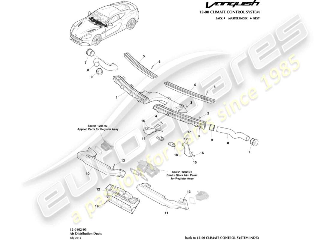 a part diagram from the aston martin vanquish (2015) parts catalogue