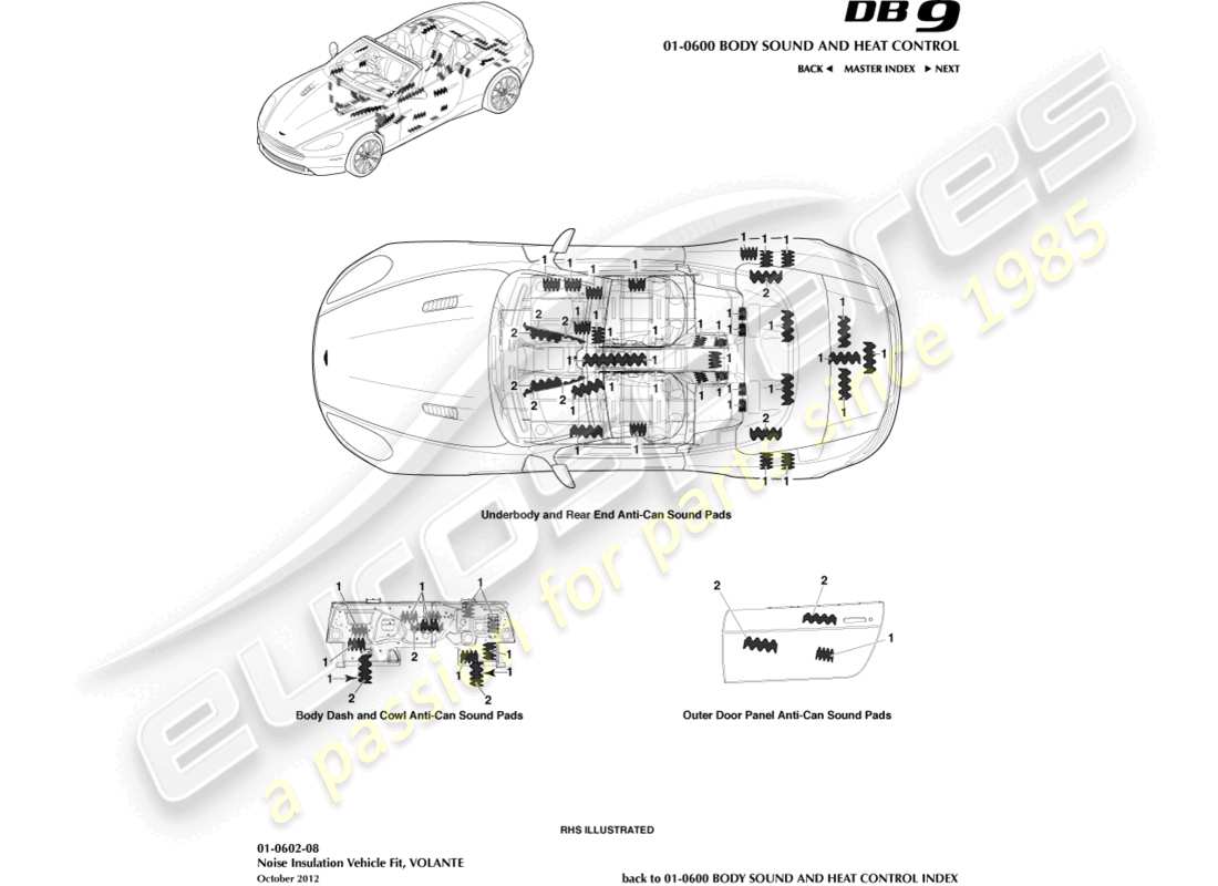 a part diagram from the aston martin db9 (2014) parts catalogue