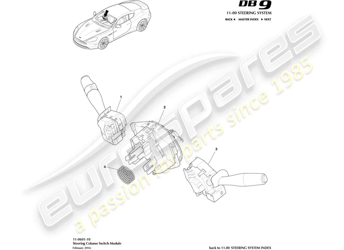 a part diagram from the aston martin db9 (2016) parts catalogue