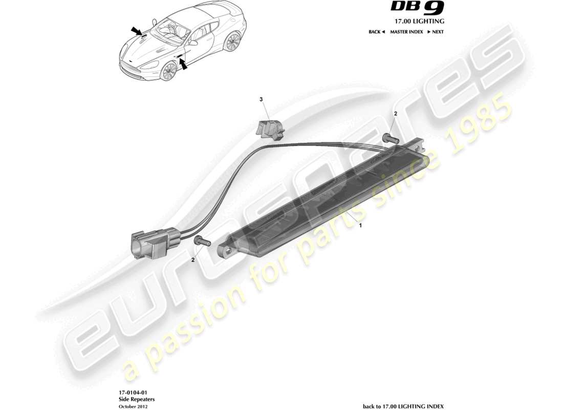 a part diagram from the aston martin db9 parts catalogue