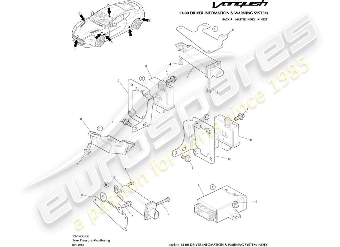 a part diagram from the aston martin vanquish (2017) parts catalogue
