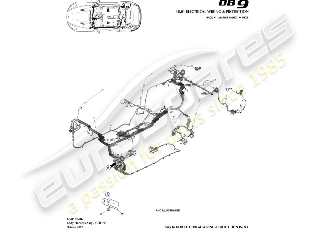 a part diagram from the aston martin db9 (2016) parts catalogue
