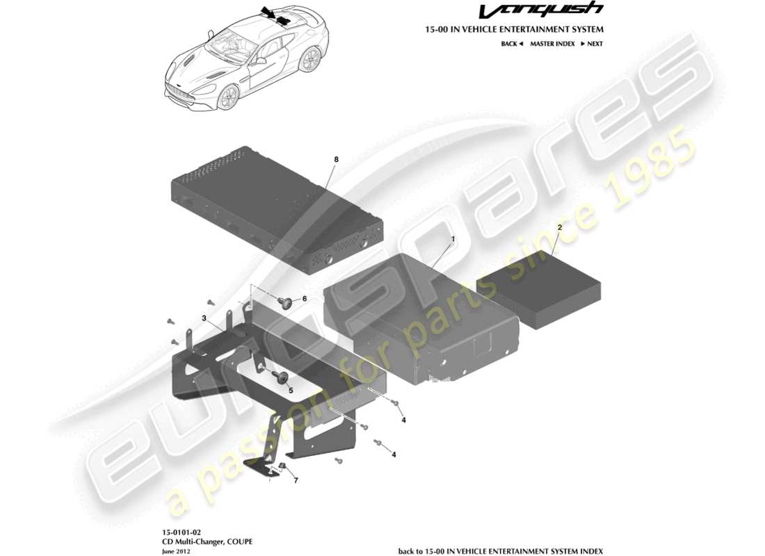 a part diagram from the aston martin vanquish (2017) parts catalogue