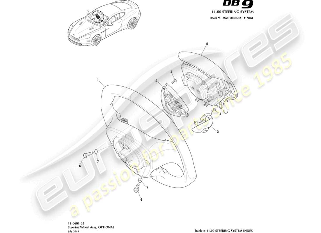 a part diagram from the aston martin db9 (2013) parts catalogue