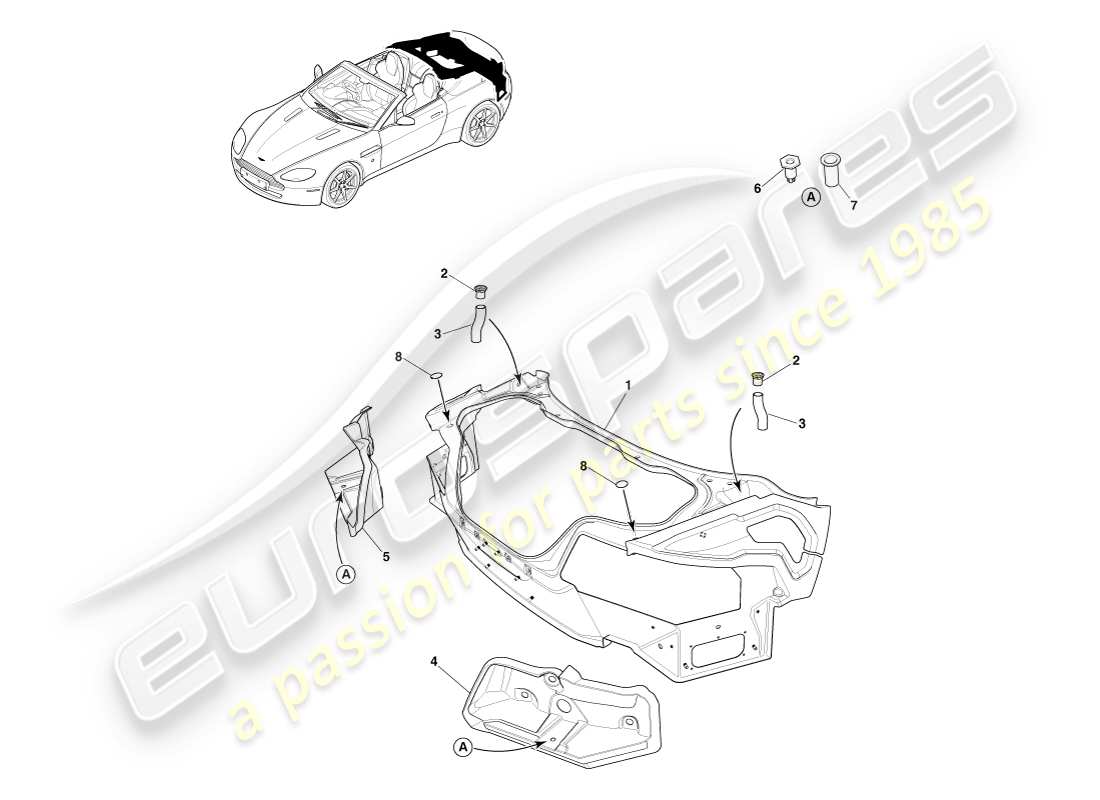 a part diagram from the aston martin v8 vantage (2005) parts catalogue