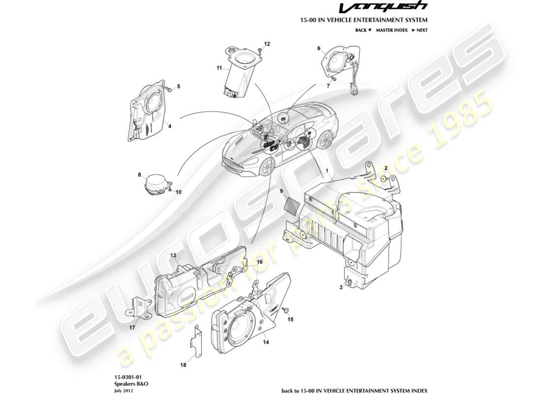 a part diagram from the aston martin vanquish (2016) parts catalogue
