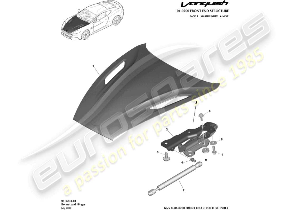 a part diagram from the aston martin vanquish (2015) parts catalogue