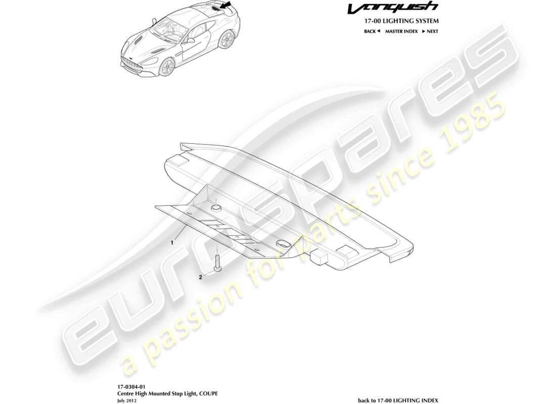 a part diagram from the aston martin vanquish parts catalogue