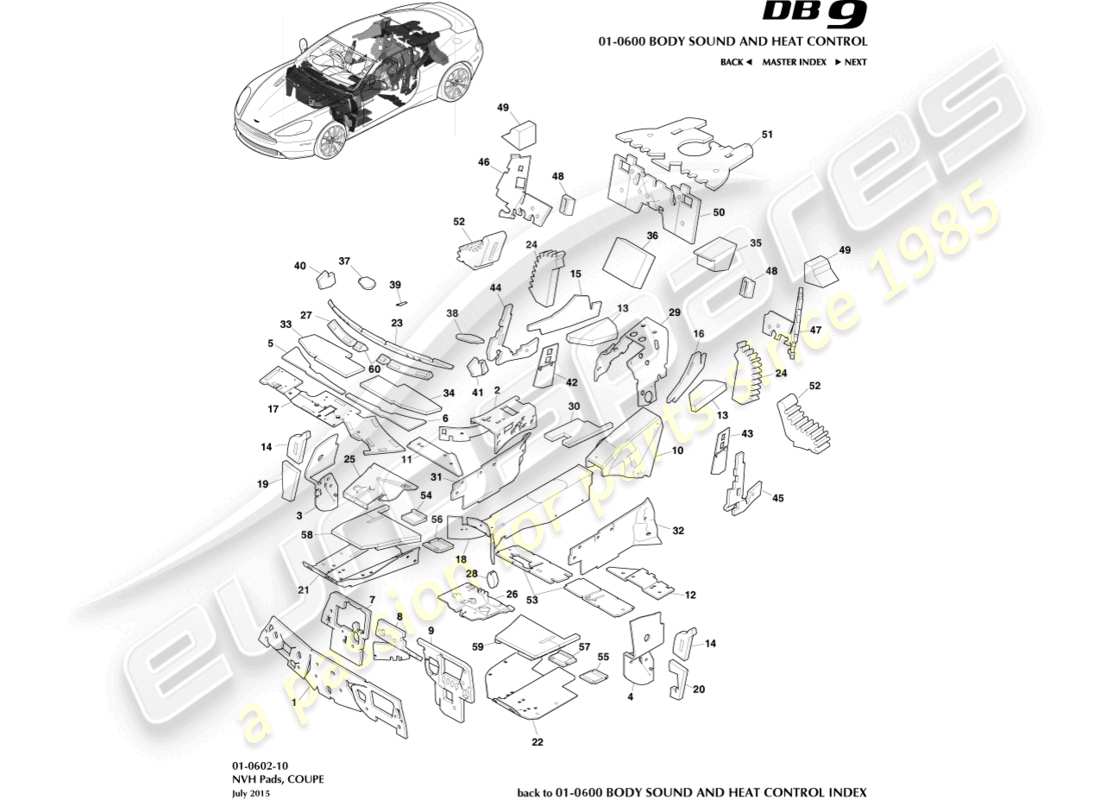 a part diagram from the aston martin db9 (2014) parts catalogue