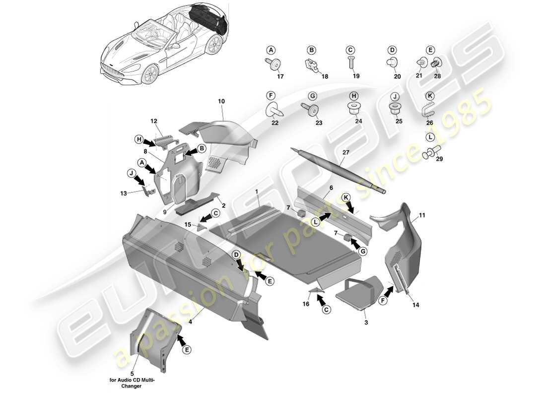 a part diagram from the aston martin vanquish (2013) parts catalogue