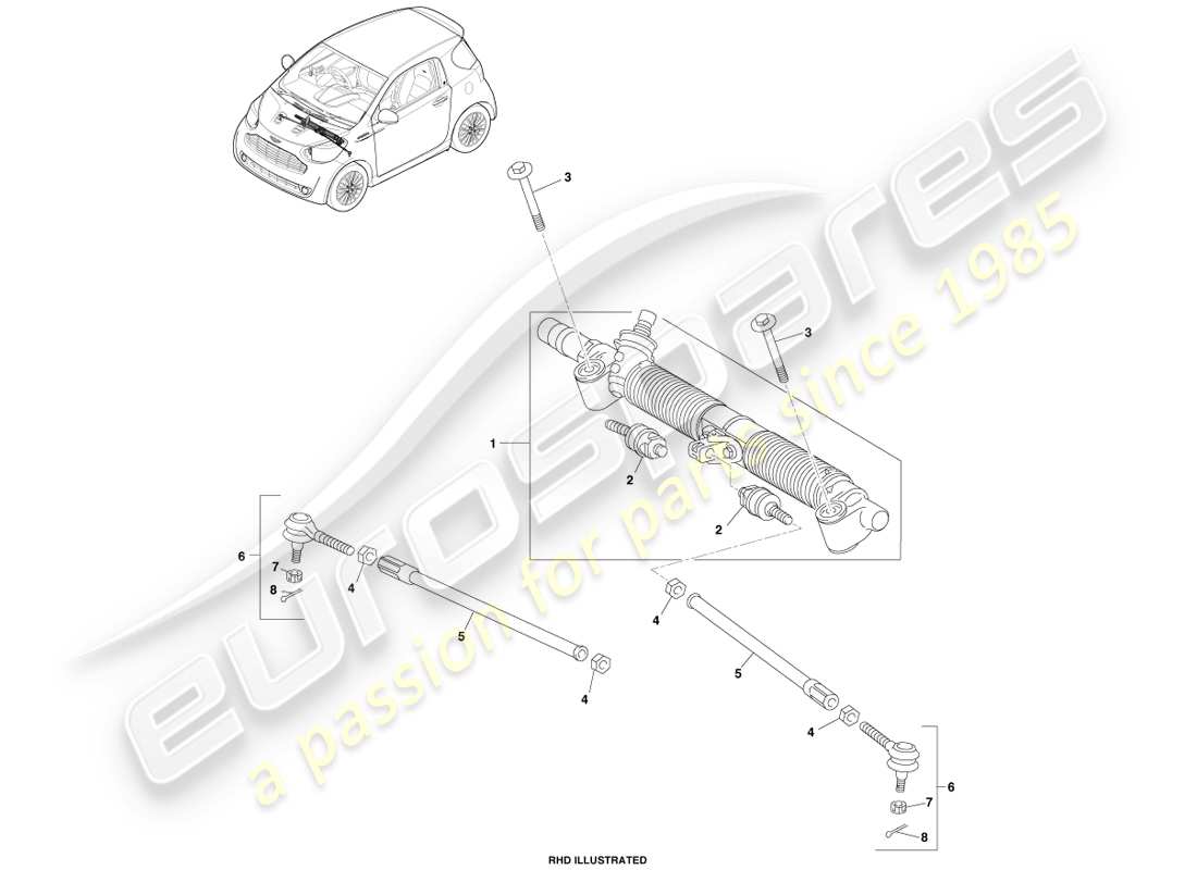 a part diagram from the aston martin cygnet parts catalogue