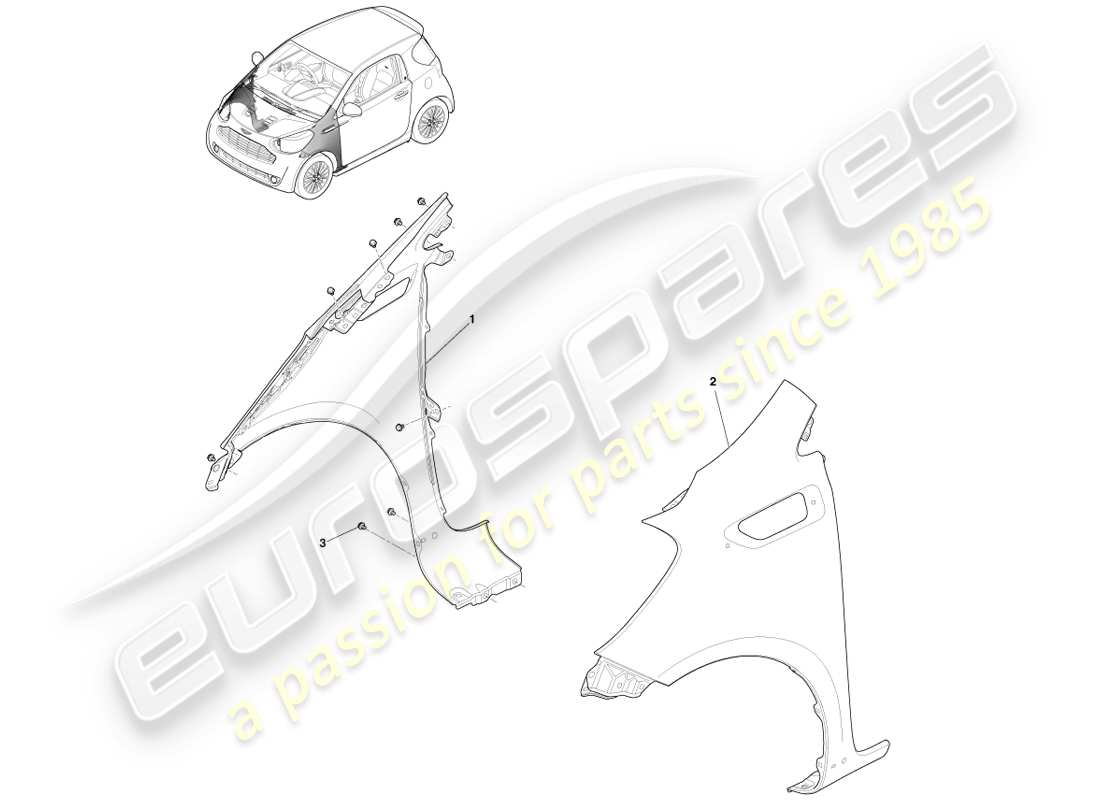 a part diagram from the aston martin cygnet parts catalogue