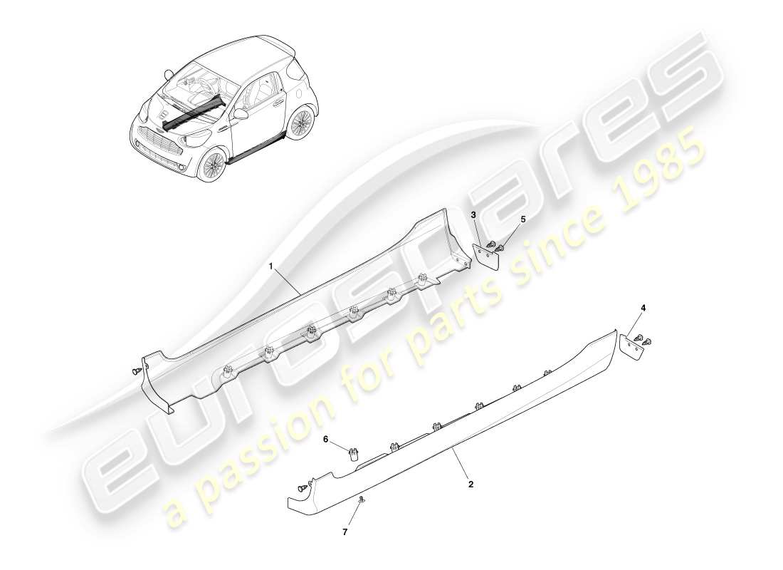 a part diagram from the aston martin cygnet parts catalogue