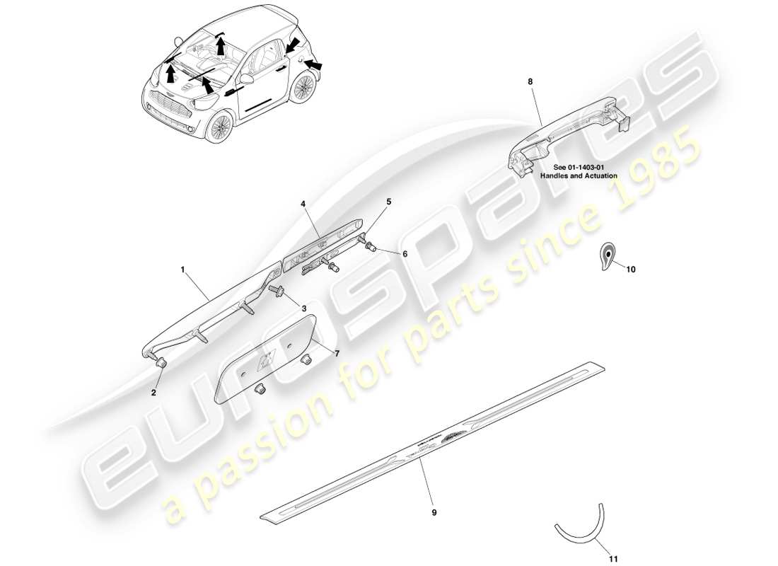 a part diagram from the aston martin cygnet parts catalogue