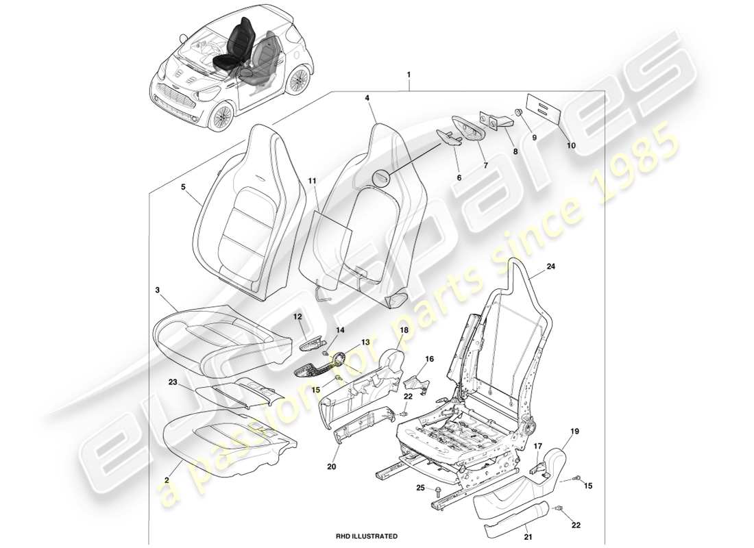 VIEW PARTS DIAGRAMS FROM THE ASTON MARTIN CYGNET PARTS CATALOGUE a part diagram from the aston martin cygnet parts catalogue