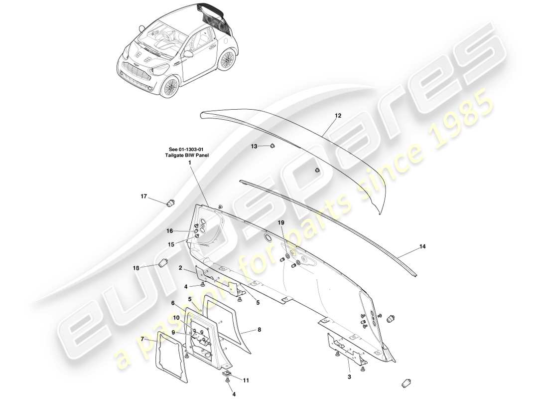 a part diagram from the aston martin cygnet (2012) parts catalogue