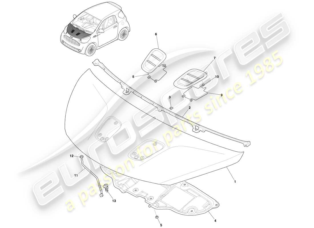 a part diagram from the aston martin cygnet parts catalogue