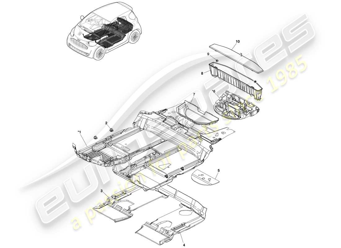 a part diagram from the aston martin cygnet parts catalogue