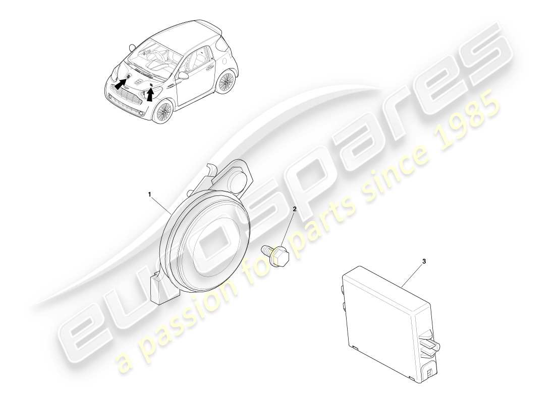 a part diagram from the aston martin cygnet (2012) parts catalogue