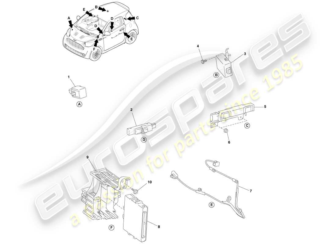 a part diagram from the aston martin cygnet parts catalogue