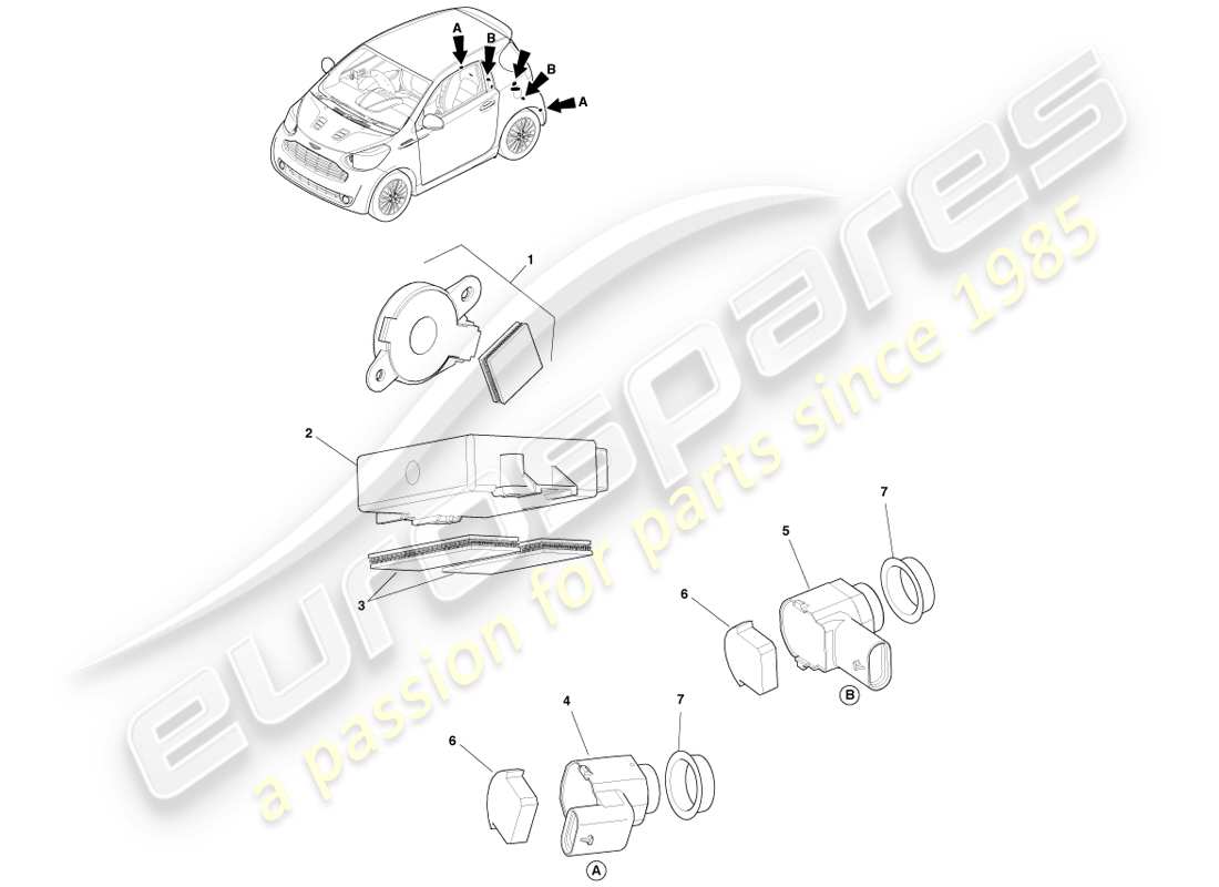 a part diagram from the aston martin cygnet parts catalogue