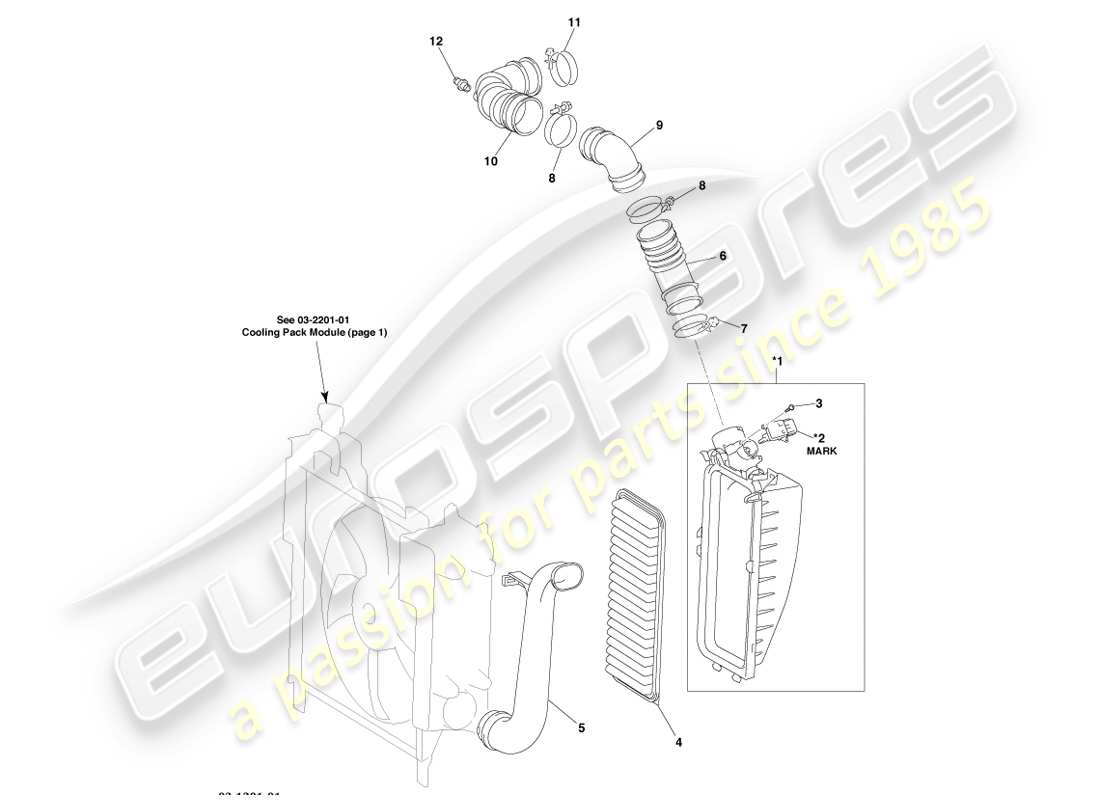 a part diagram from the aston martin cygnet (2012) parts catalogue