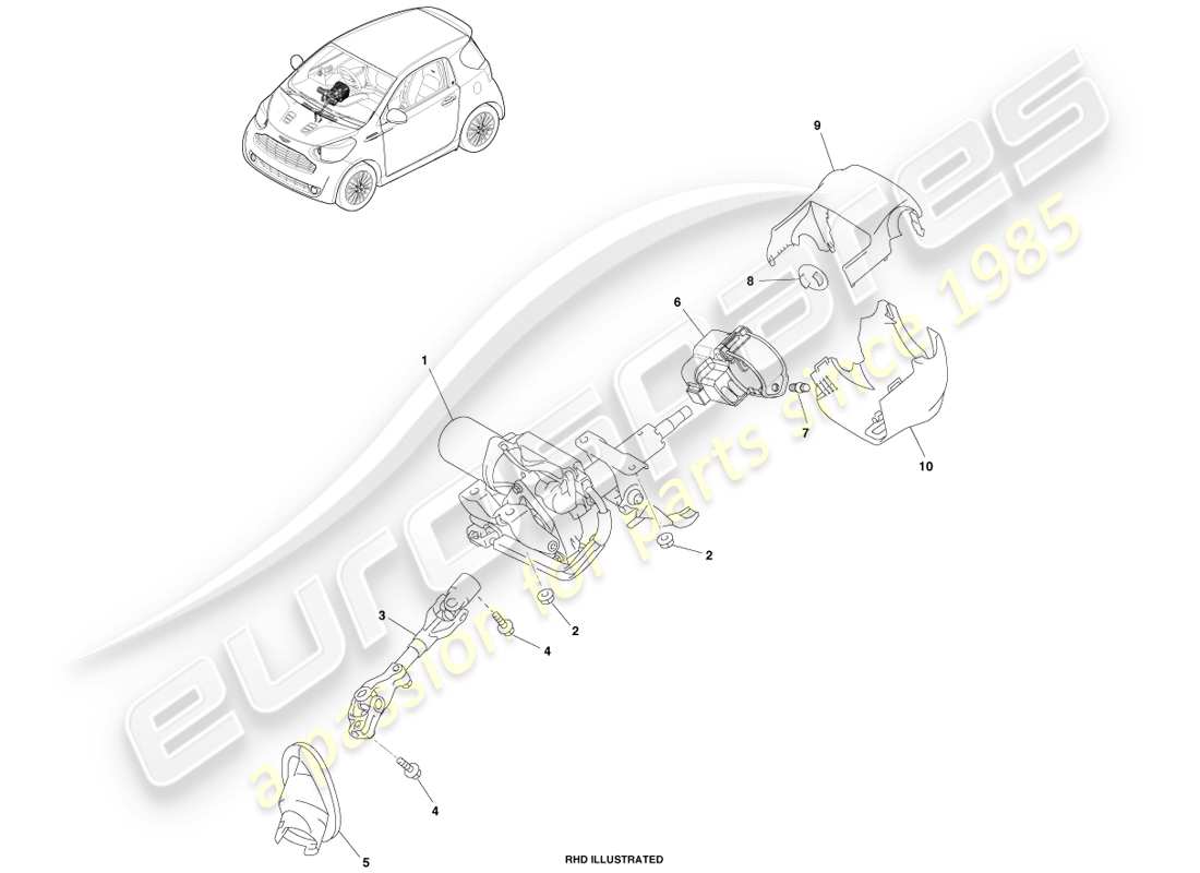 a part diagram from the aston martin cygnet parts catalogue