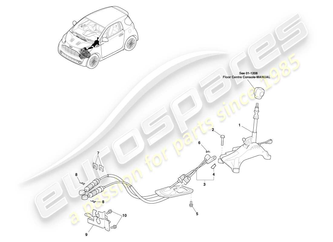 a part diagram from the aston martin cygnet parts catalogue