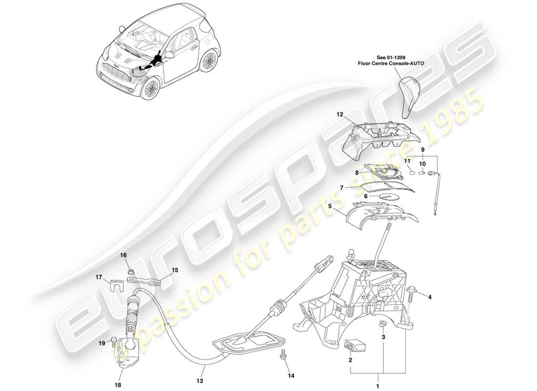 a part diagram from the aston martin cygnet parts catalogue