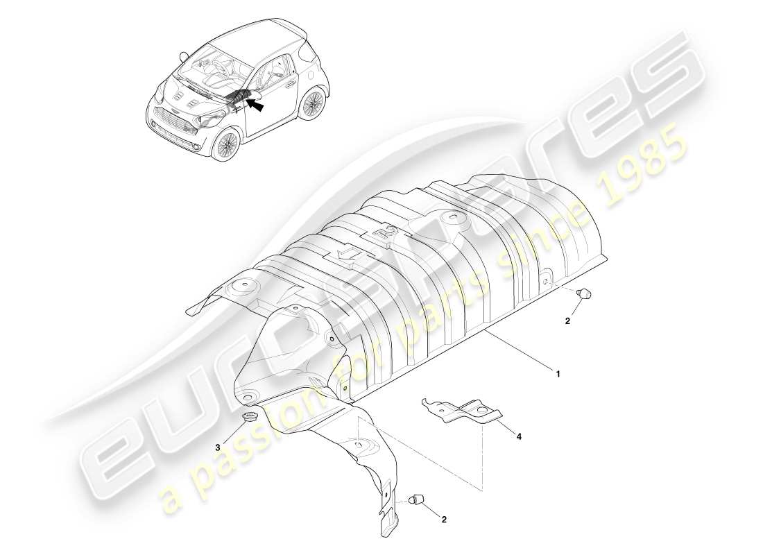 a part diagram from the aston martin cygnet parts catalogue