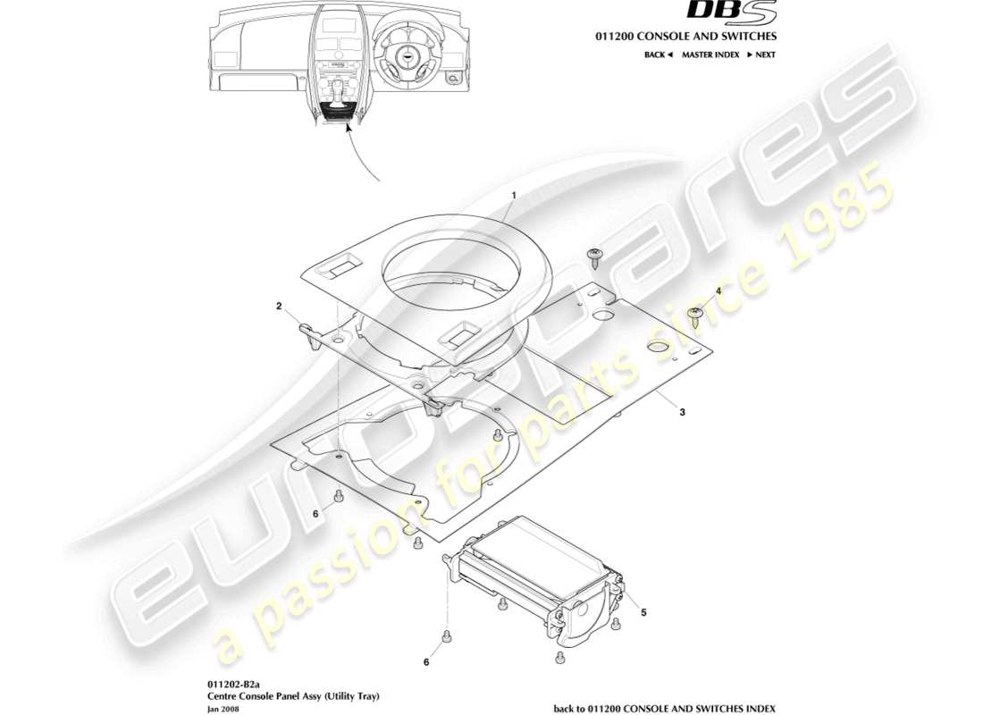 a part diagram from the aston martin dbs (2012) parts catalogue