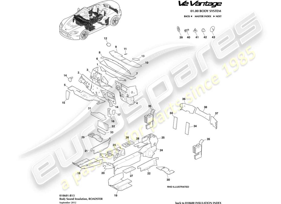 a part diagram from the aston martin v12 vantage parts catalogue