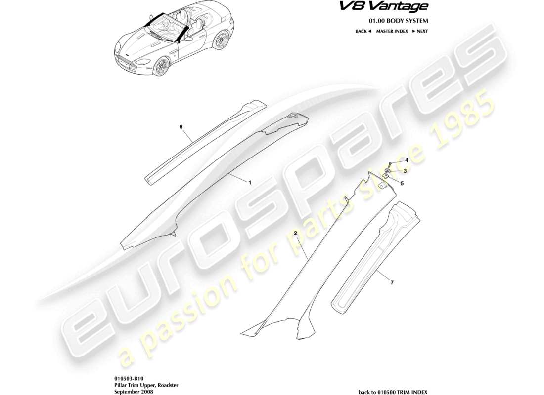 a part diagram from the aston martin v8 vantage (2017) parts catalogue