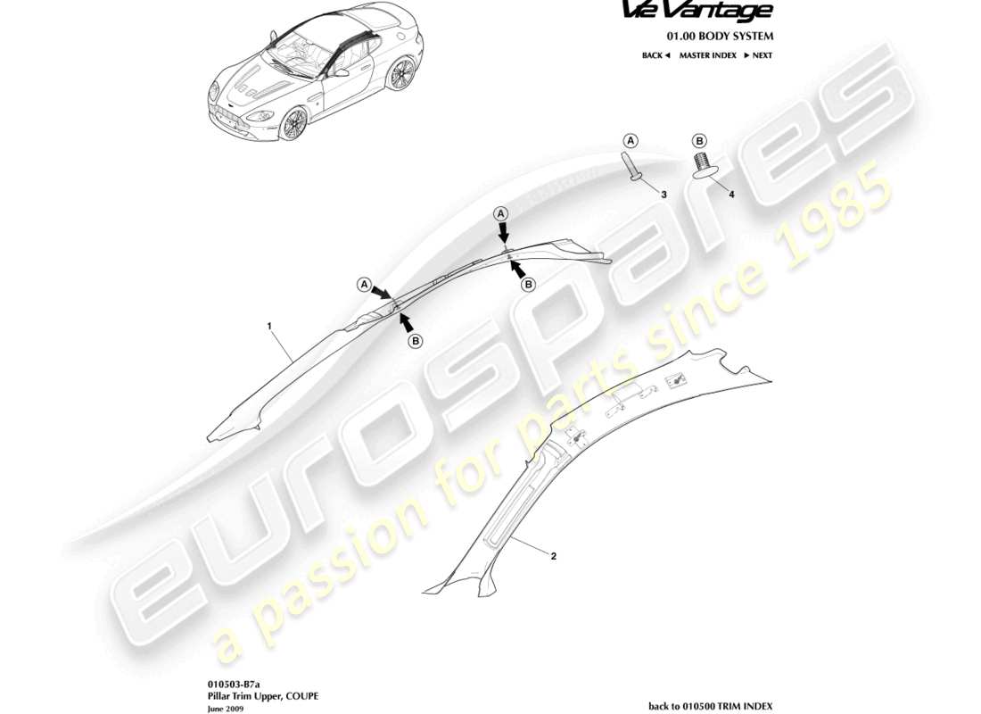 VIEW PARTS DIAGRAMS FROM THE ASTON MARTIN V12 VANTAGE PARTS CATALOGUE a part diagram from the aston martin v12 vantage parts catalogue