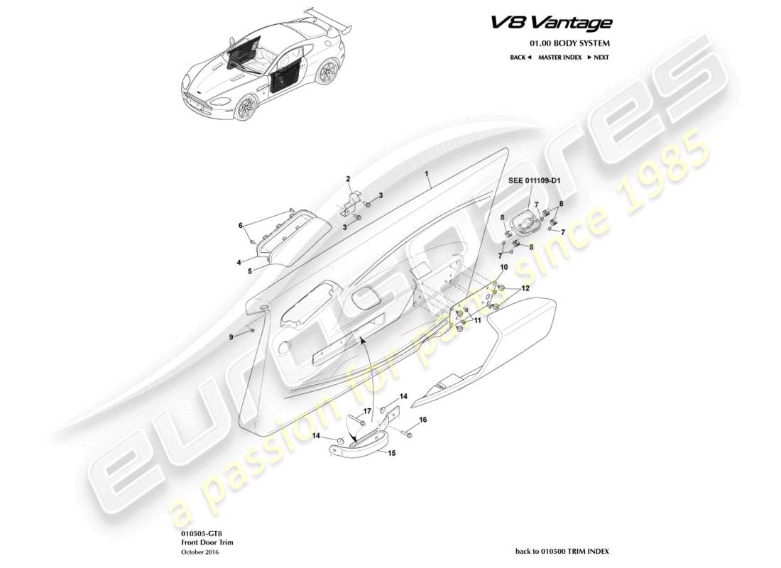 a part diagram from the aston martin vantage gt8 parts catalogue