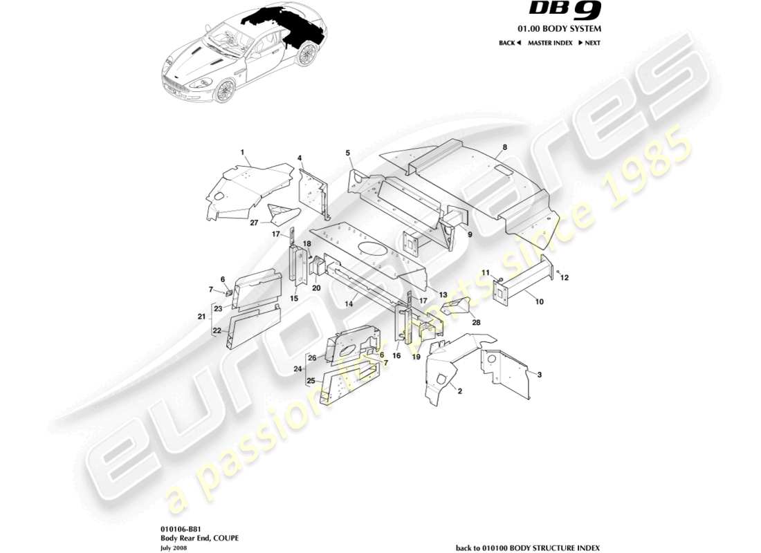 a part diagram from the aston martin db9 (2010) parts catalogue